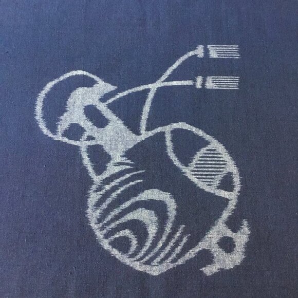 Vintage Indigo Dyed Picture Kasuri Japanese Textile Art Fragment - Picture 2 of 5